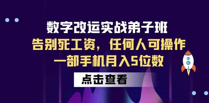 数字 改运实战弟子班：告别死工资，任何人可操作，一部手机月入5位数-悟空知识星球
