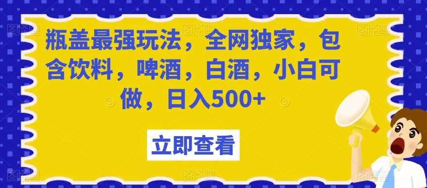瓶盖最强玩法，全网独家，包含饮料，啤酒，白酒，小白可做，日入500+【揭秘】-悟空知识星球