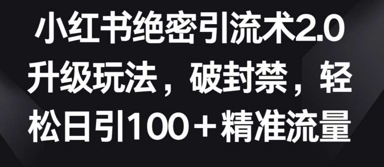 小红书绝密引流术2.0升级玩法，破封禁，轻松日引100+精准流量【揭秘】-悟空知识星球