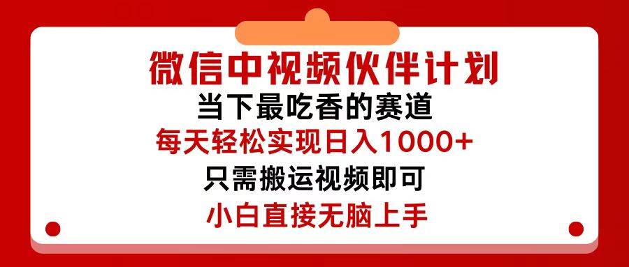 (12017期)微信中视频伙伴计划,仅靠搬运就能轻松实现日入500+,关键操作还简单,...-悟空知识星球