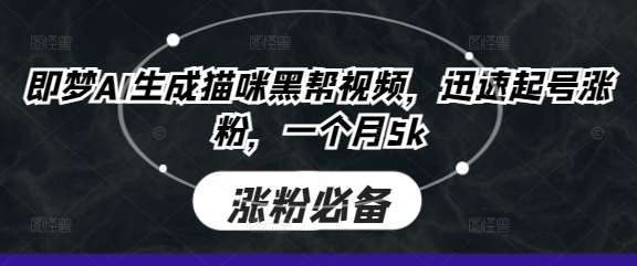 即梦AI生成猫咪黑帮视频，迅速起号涨粉，一个月5k-悟空知识星球