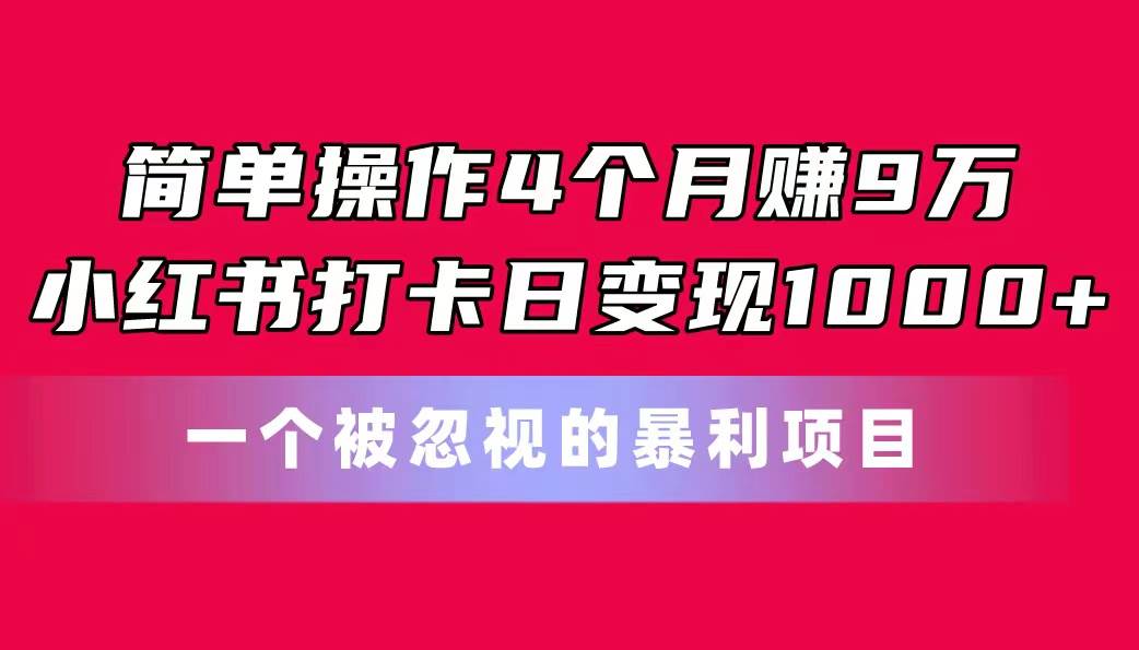 （11048期）简单操作4个月赚9万！小红书打卡日变现1000+！一个被忽视的暴力项目-悟空知识星球