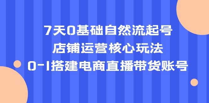 7天0基础自然流起号，店铺运营核心玩法，0-1搭建电商直播带货账号-悟空知识星球