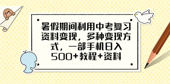 暑假期间利用中考复习资料变现，多种变现方式，一部手机日入500+教程+资料-悟空知识星球