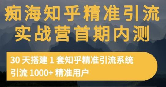痴海知乎精准引流实战营1-2期,30天搭建1套知乎精准引流系统,引流1000+精准用户-悟空知识星球