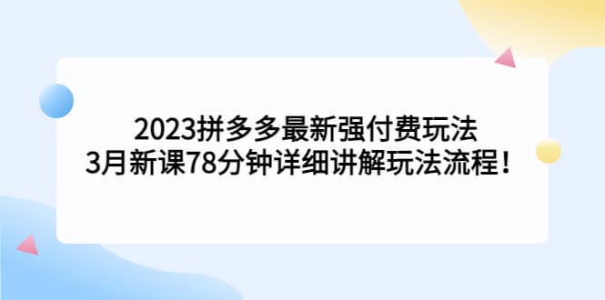 2023拼多多最新强付费玩法，3月新课78分钟详细讲解玩法流程-悟空知识星球