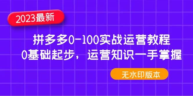 2023拼多多0-100实战运营教程，0基础起步，运营知识一手掌握（无水印）-悟空知识星球