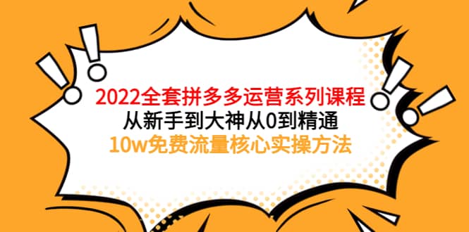 2022全套拼多多运营课程，从新手到大神从0到精通，10w免费流量核心实操方法-悟空知识星球