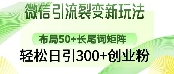 微信引流裂变新玩法：布局50+长尾词矩阵，轻松日引300+创业粉-悟空知识星球