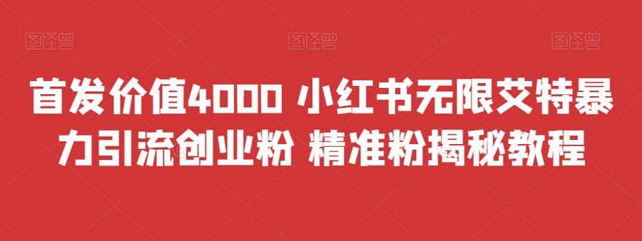 首发价值4000 小红书无限艾特暴力引流创业粉 精准粉揭秘教程-悟空知识星球