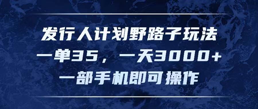 （11750期）发行人计划野路子玩法，一单35，一天3000+，一部手机即可操作-悟空知识星球