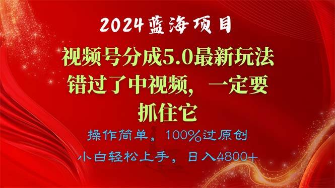（11032期）2024蓝海项目，视频号分成计划5.0最新玩法，错过了中视频，一定要抓住...-悟空知识星球