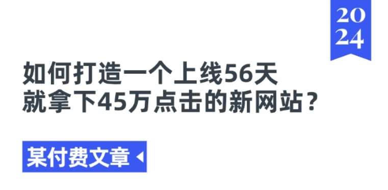 某付费文章《如何打造一个上线56天就拿下45万点击的新网站?》-悟空知识星球