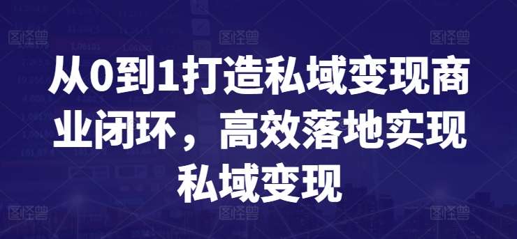 从0到1打造私域变现商业闭环，高效落地实现私域变现-悟空知识星球