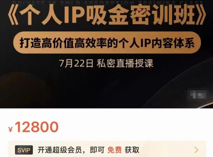 个人IP吸金密训班,打造高价值高效率的个人IP内容体系(价值12800元)-悟空知识星球
