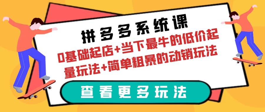 拼多多系统课：0基础起店+当下最牛的低价起量玩法+简单粗暴的动销玩法-悟空知识星球