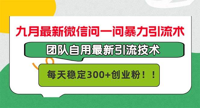 （12735期）九月最新微信问一问暴力引流术，团队自用引流术，每天稳定300+创…-悟空知识星球