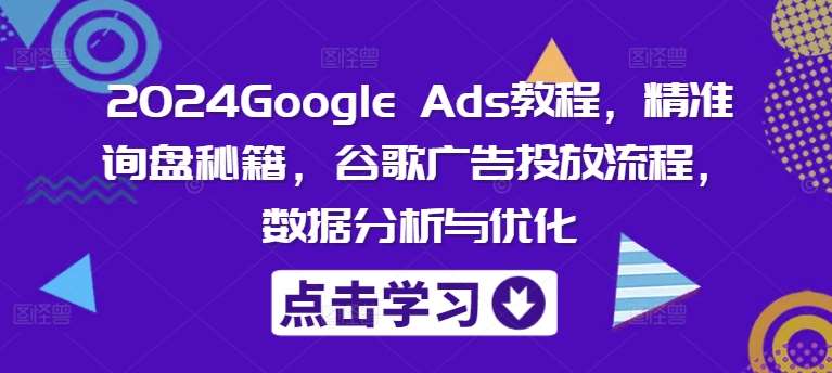 2024Google Ads教程，精准询盘秘籍，谷歌广告投放流程，数据分析与优化-悟空知识星球