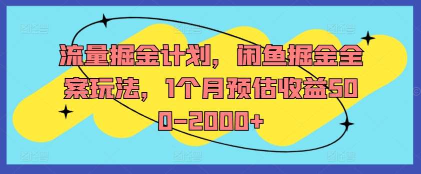 流量掘金计划，闲鱼掘金全案玩法，1个月预估收益500-2000+-悟空知识星球