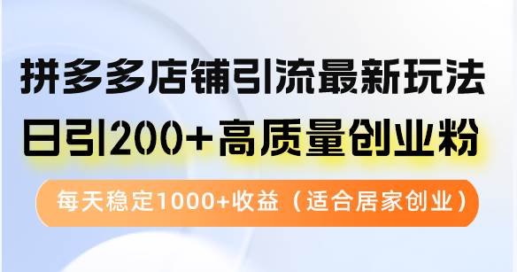 （12893期）拼多多店铺引流最新玩法，日引200+高质量创业粉，每天稳定1000+收益（…-悟空知识星球