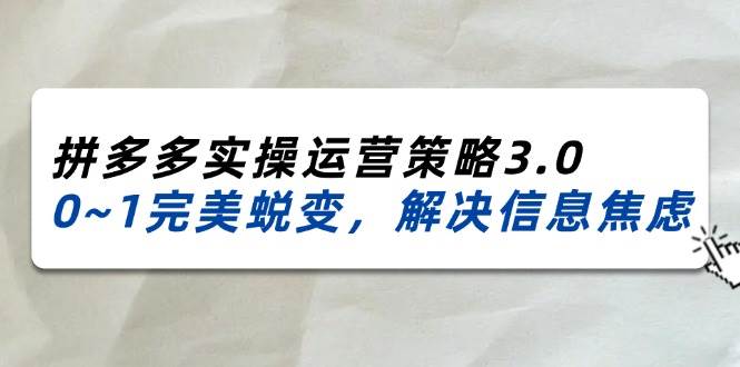 （11658期）2024_2025拼多多实操运营策略3.0，0~1完美蜕变，解决信息焦虑（38节）-悟空知识星球