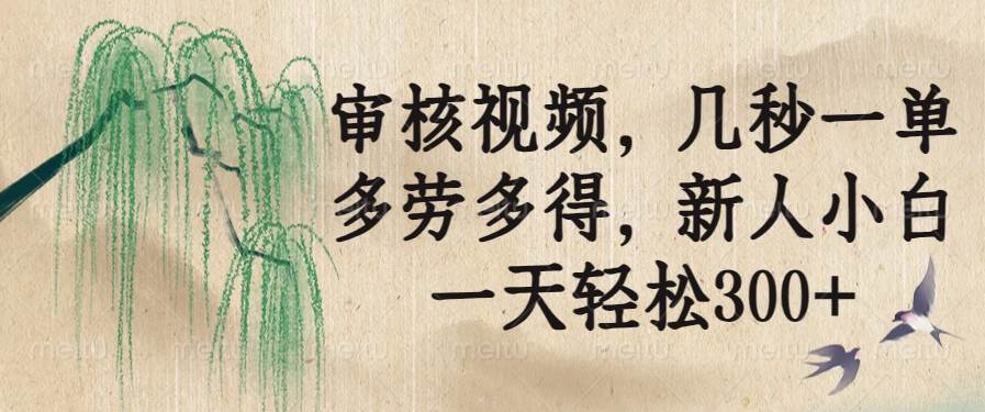 （14202期）审核视频，几秒一单，多劳多得，新人小白一天轻松300+-悟空知识星球