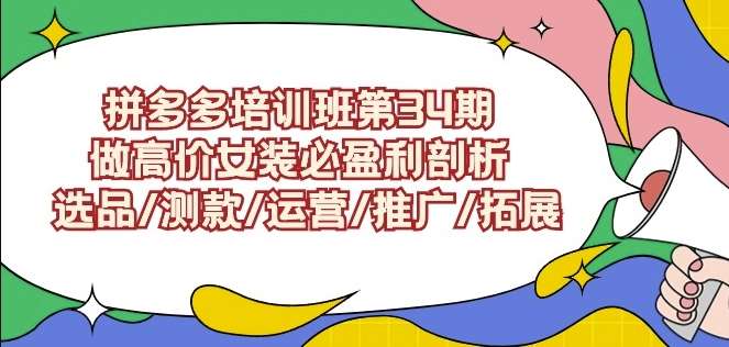 拼多多培训班第34期：做高价女装必盈利剖析选品/测款/运营/推广/拓展-悟空知识星球
