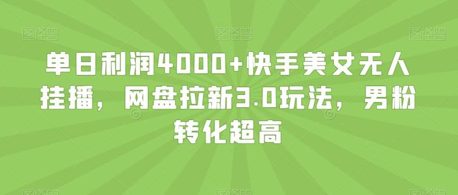 单日利润4000+快手美女无人挂播，网盘拉新3.0玩法，男粉转化超高【揭秘】-悟空知识星球