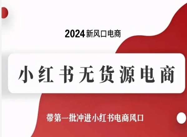 2024新风口电商，小红书无货源电商，带第一批冲进小红书电商风口-悟空知识星球