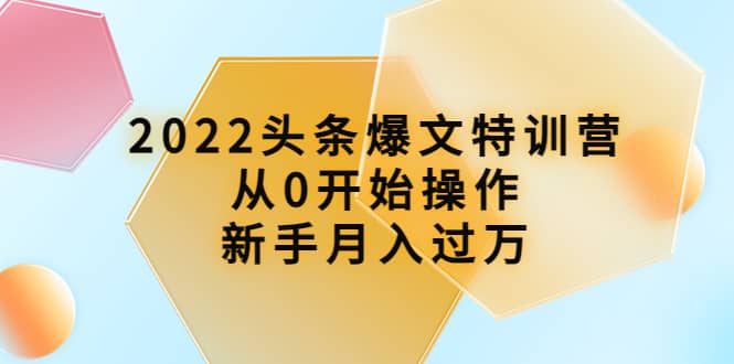 2022头条爆文特训营：从0开始操作，新手月入过万（16节课时）-悟空知识星球