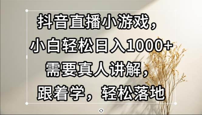 （13075期）抖音直播小游戏，小白轻松日入1000+需要真人讲解，跟着学，轻松落地-悟空知识星球