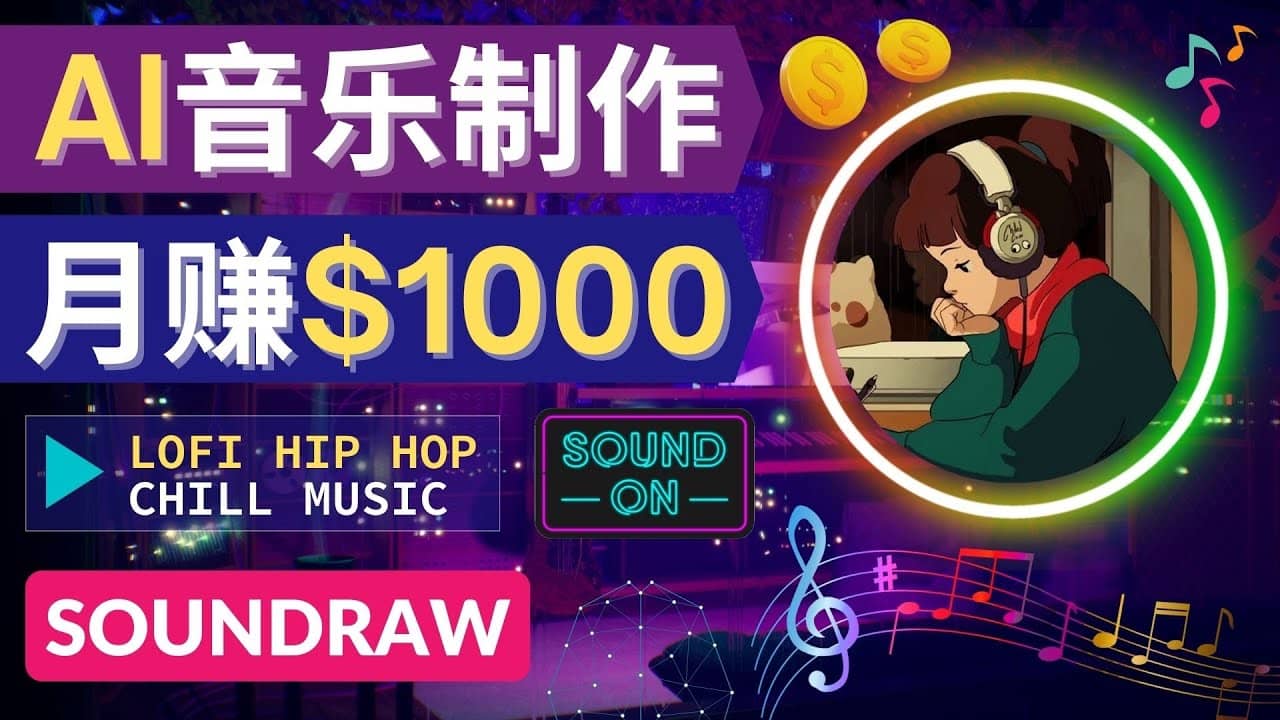 无需任何音乐基础: 使用AI软件制作Lofi Hip Hop Chill Music 月赚1000美元-悟空知识星球