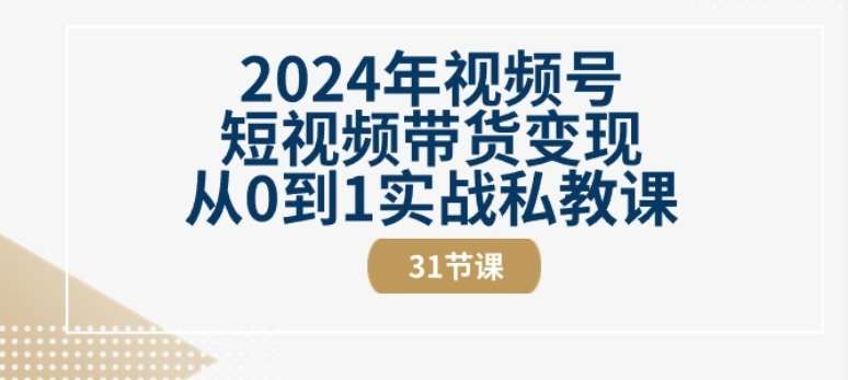 2024年视频号短视频带货变现从0到1实战私教课(31节视频课)-悟空知识星球