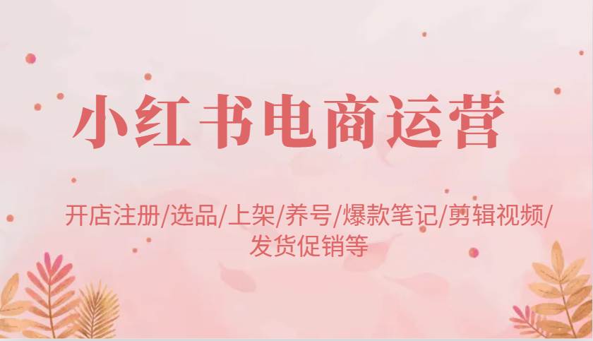 小红书电商运营：开店注册/选品/上架/养号/爆款笔记/剪辑视频/发货促销等-悟空知识星球