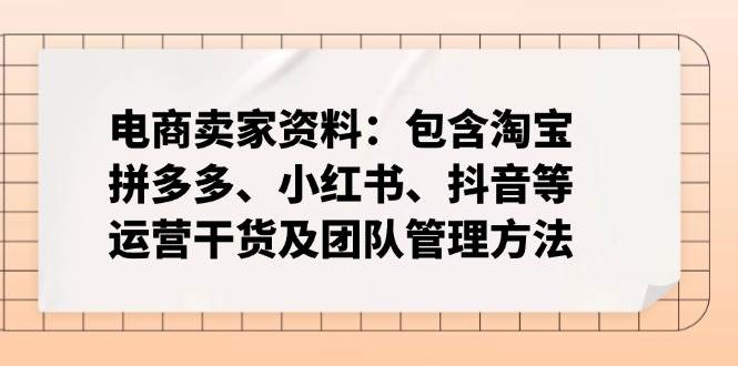 （14354期）电商卖家资料：包含淘宝、拼多多、小红书、抖音等运营干货及团队管理方法-悟空知识星球