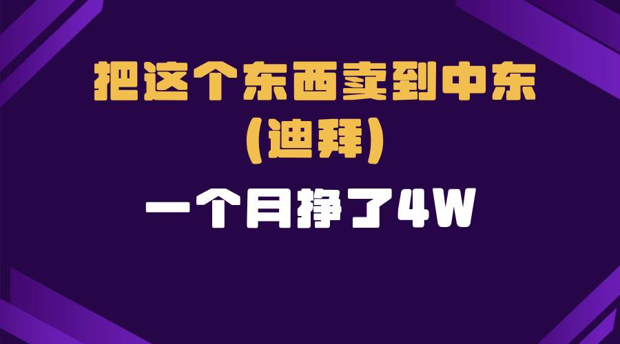 （13740期）跨境电商一个人在家把货卖到迪拜，暴力项目拆解-悟空知识星球