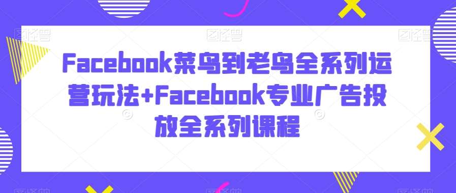 Facebook菜鸟到老鸟全系列运营玩法+Facebook专业广告投放全系列课程-悟空知识星球