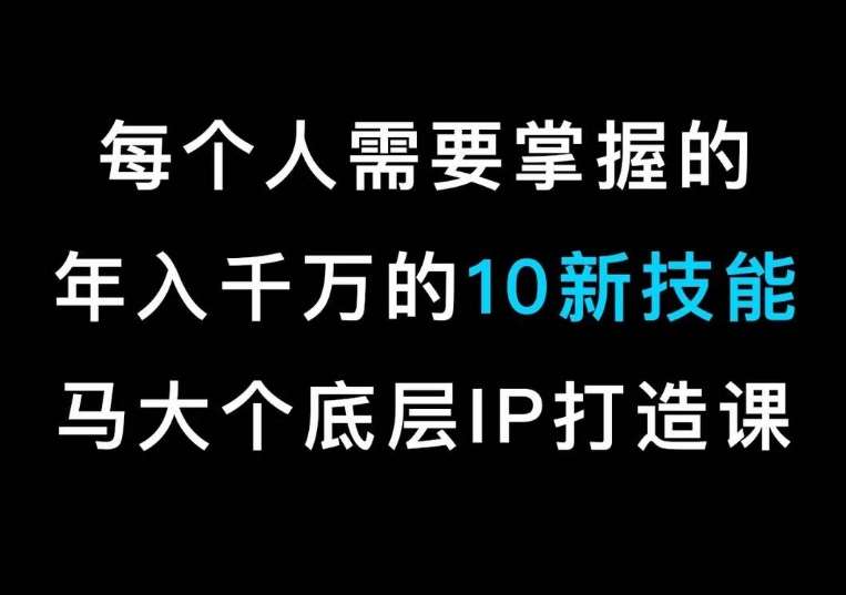 马大个的IP底层逻辑课，​每个人需要掌握的年入千万的10新技能，约会底层IP打造方法！-悟空知识星球