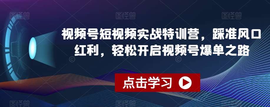 视频号短视频实战特训营，踩准风口红利，轻松开启视频号爆单之路-悟空知识星球
