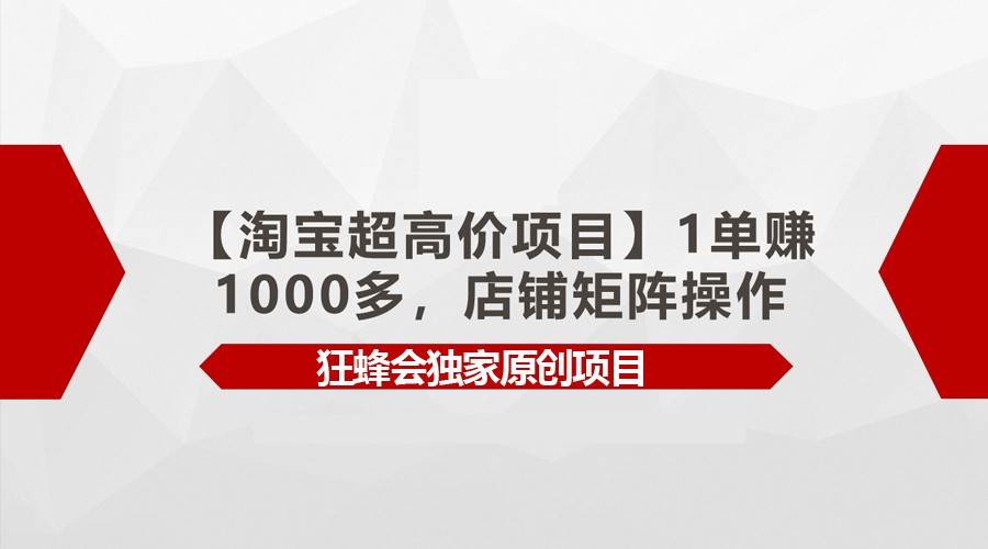 【淘宝超高价项目】1单赚1000多，店铺矩阵操作-悟空知识星球
