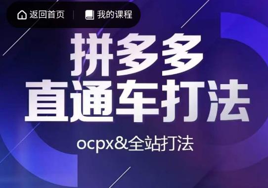 互力·拼多多直通车打法，ocpx&全站打法-悟空知识星球