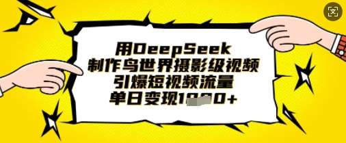 用DeepSeek制作鸟世界摄影级视频，引爆短视频流量，单日变现1k-悟空知识星球