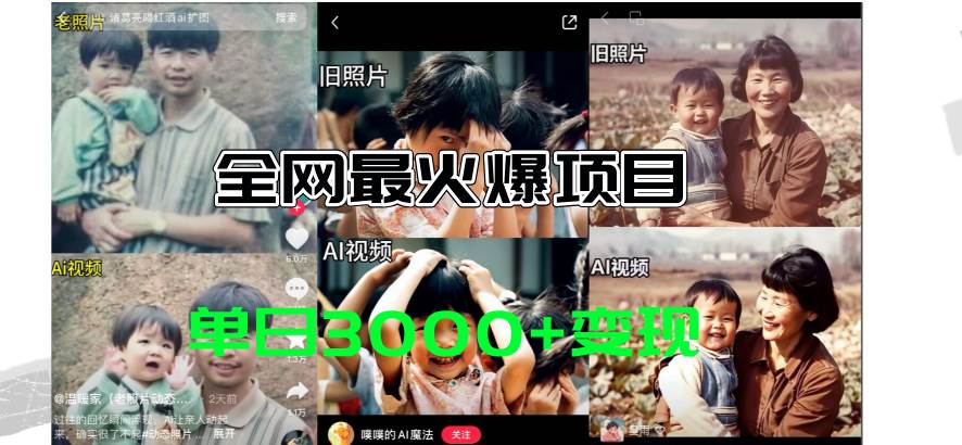 （11546期）全网爆火的AI让老照片动起来教程，蹭热点日赚3000+，内含免费工具一键…-悟空知识星球
