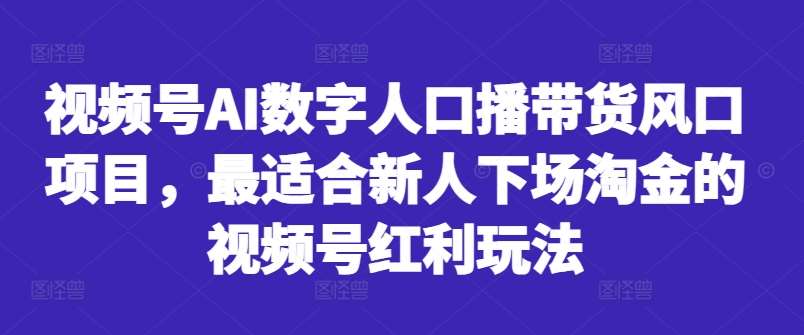 视频号AI数字人口播带货风口项目，最适合新人下场淘金的视频号红利玩法-悟空知识星球