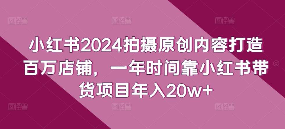 小红书2024拍摄原创内容打造百万店铺，一年时间靠小红书带货项目年入20w+-悟空知识星球