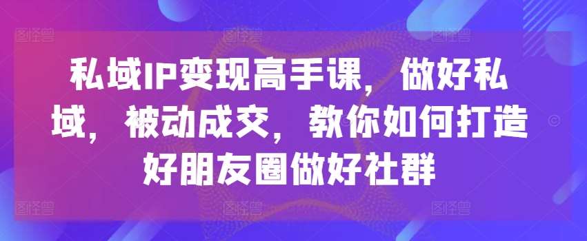私域IP变现高手课，做好私域，被动成交，教你如何打造好朋友圈做好社群-悟空知识星球