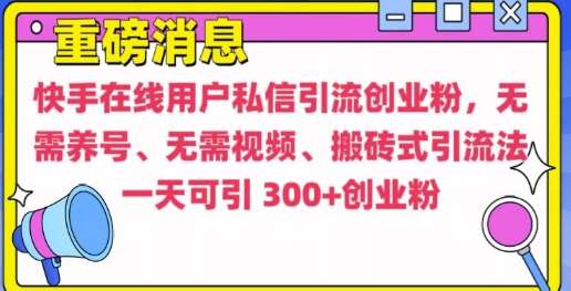 快手最新引流创业粉方法，无需养号、无需视频、搬砖式引流法【揭秘】-悟空知识星球