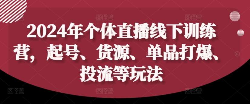 2024年个体直播训练营，起号、货源、单品打爆、投流等玩法-悟空知识星球