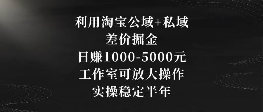 （8952期）利用淘宝公域+私域差价掘金，日赚1000-5000元，工作室可放大操作，实操…-悟空知识星球