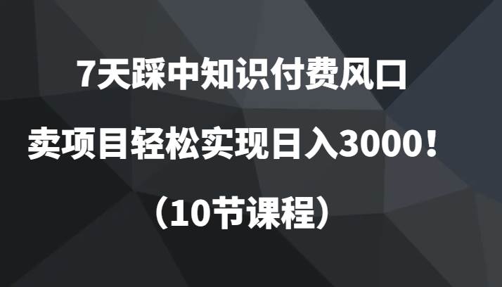 7天踩中知识付费风口，卖项目轻松实现日入3000！（10节课程）-悟空知识星球